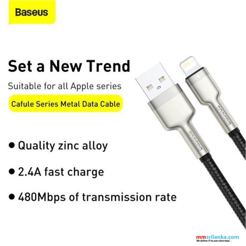  Baseus Cafule Series Metal Data Cable USB to IP 2.4A 1m